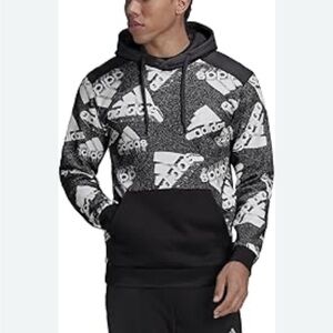Adidas Black and Gray Hoodie Sporty Geometric Design